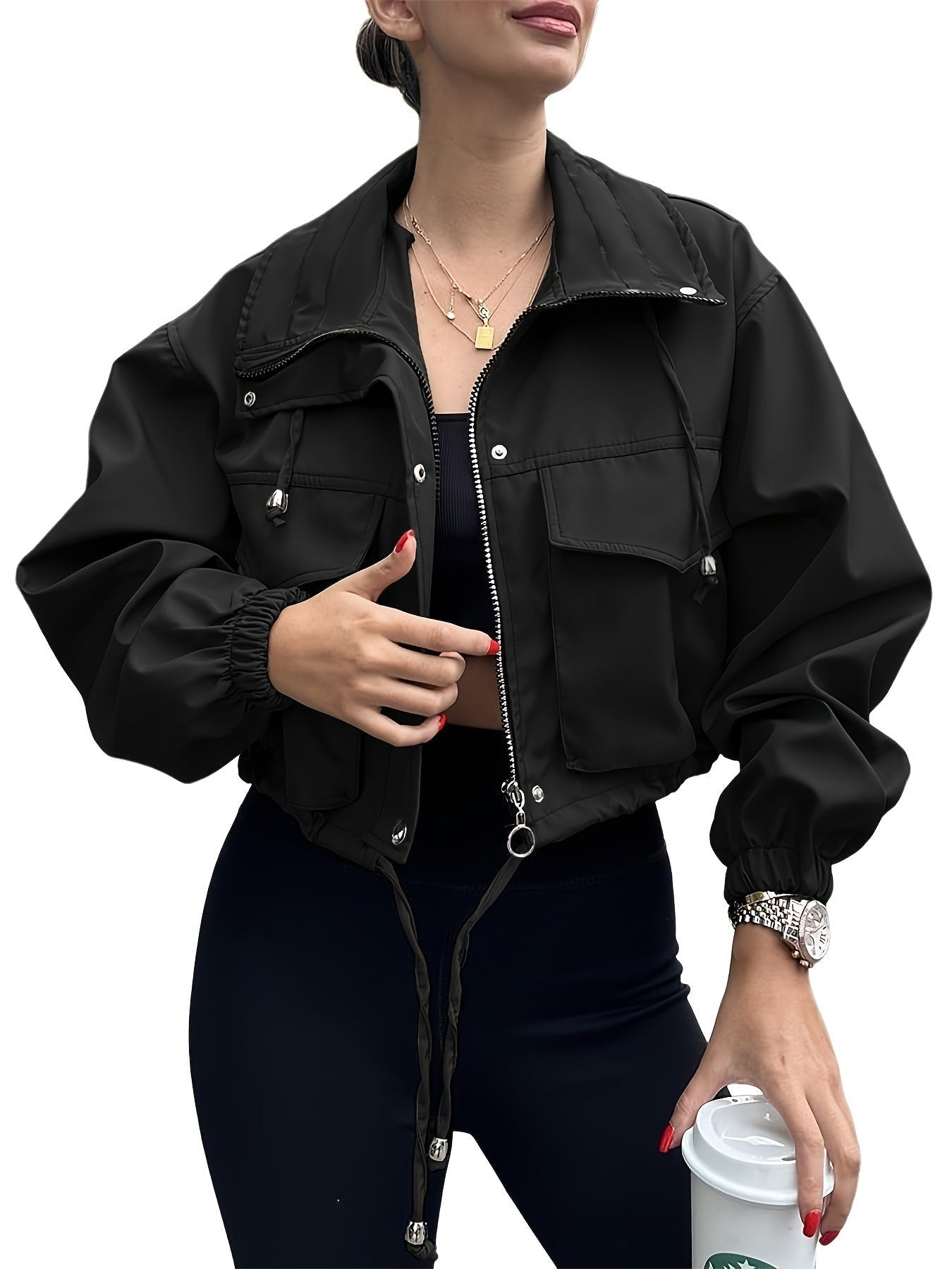 AGAPITA™ – Lightweight Zip-Up Cropped Jacket