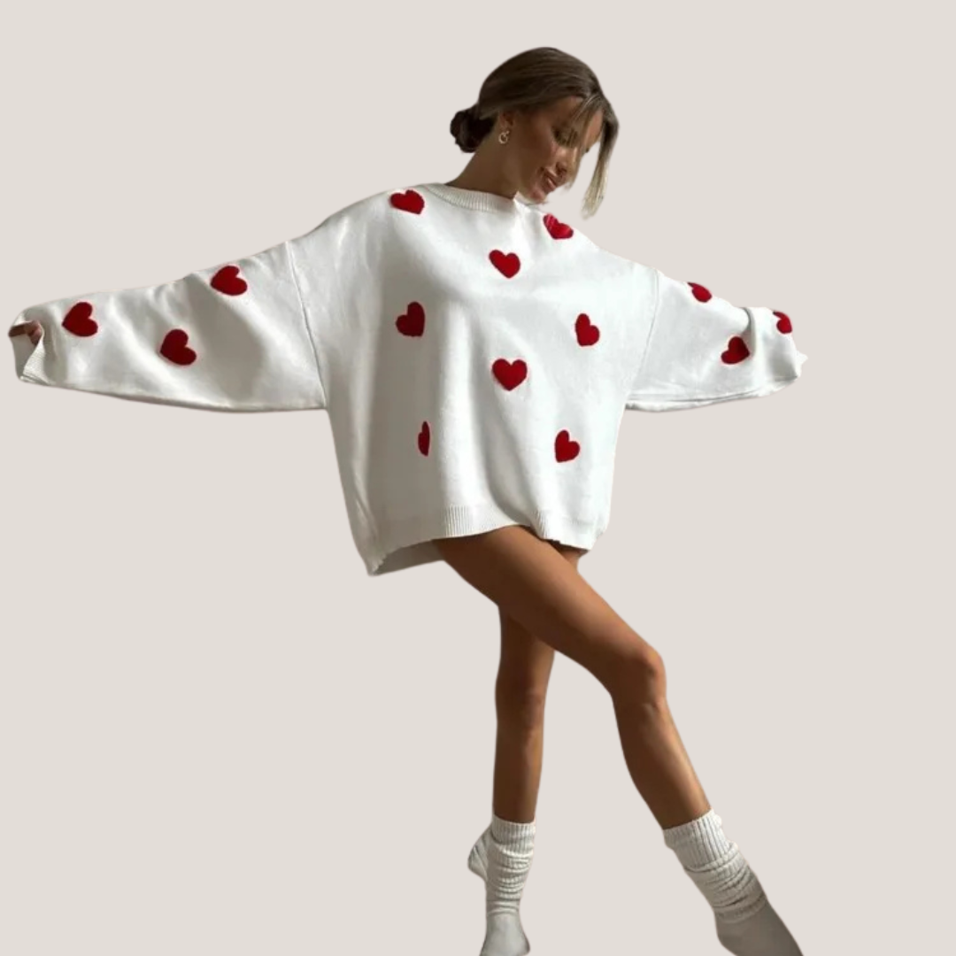 ALVINA - CUTE HEARTS COSY SWEATER