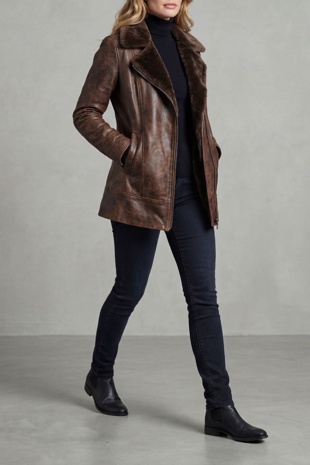 Ravella – Shearling-lined elegance – Leather jacket